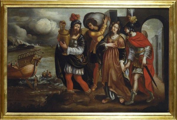 Scuola Italia Settentrionale, XVII sec. : Ratto di Elena  - Olio su tela - Asta Arte Moderna e Contemporanea - III - Galleria Pananti Casa d'Aste