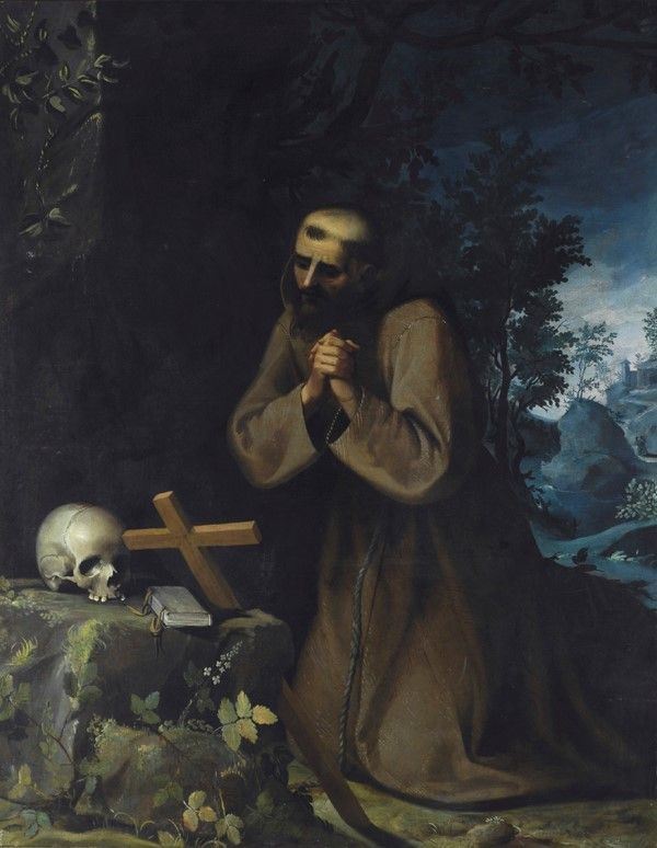 Scuola Fiorentina, XVII sec. : San Francesco in preghiera  - Olio su tela - Auction Arte Moderna e Contemporanea - III - Galleria Pananti Casa d'Aste