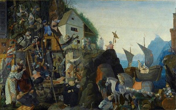 Scuola Inglese, Fine XIX Sec. - Paesaggio con Figure Fantastiche