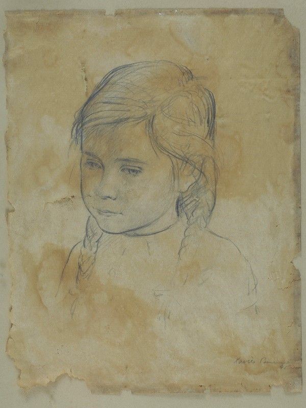 Xavier Bueno : Bambina  (1941)  - Matita su carta - Asta Arte Moderna e Contemporanea - III - Galleria Pananti Casa d'Aste