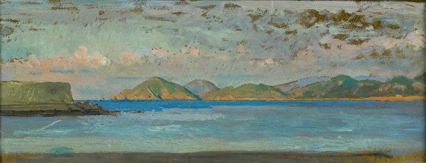 Valentino Ghiglia : Paesaggio  - Olio su cartone - Asta Arte Moderna e Contemporanea - III - Galleria Pananti Casa d'Aste