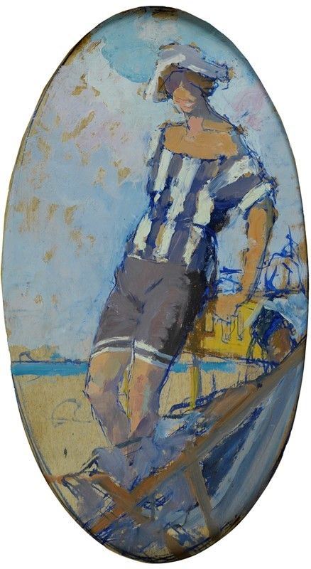 Alberto Ferrero : Bagnante  (1919)  - Olio su tavola - Asta Arte Moderna e Contemporanea - III - Galleria Pananti Casa d'Aste