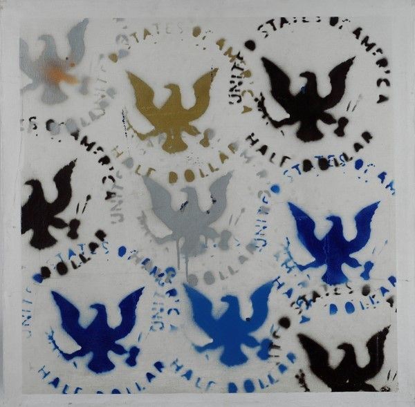 Franco Angeli : Half dollar  (1976)  - Smalto su tela - Asta Arte Moderna e Contemporanea - III - Galleria Pananti Casa d'Aste