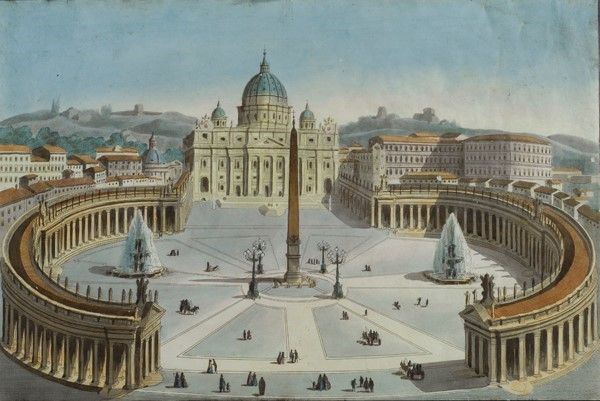 Anonimo, XIX Sec. - La Piazza San Pietro di Roma
