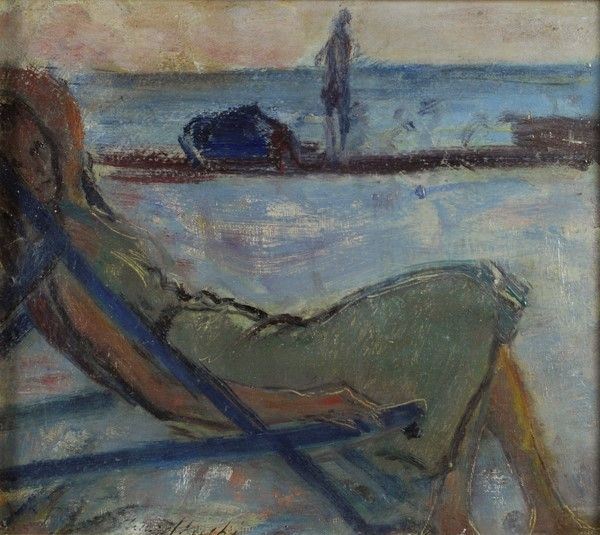 Arturo Checchi - Donna sulla Sdraio