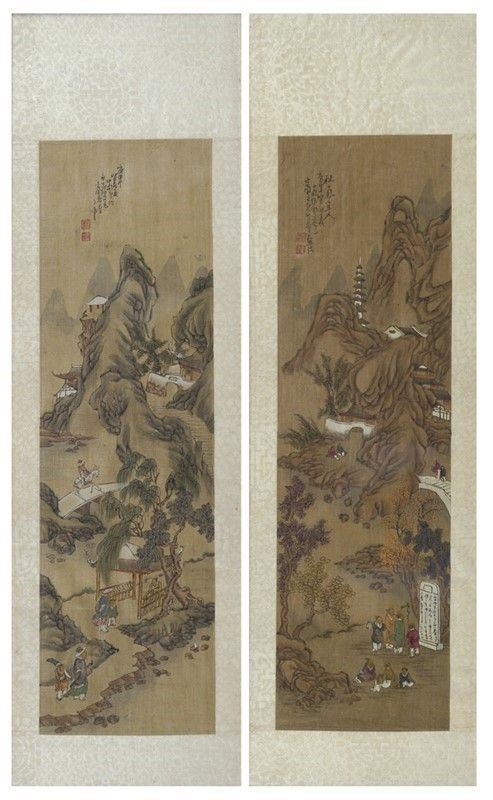 Paesaggi con figure  - Auction Opere scelte dell'ottocento italiano da collezioni private - I - Galleria Pananti Casa d'Aste