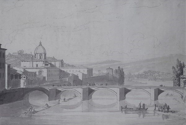 Antoine-Lauren Castellan : Veduta della Chiesa del Cestello  - Matita su carta - Asta Arte Moderna e Contemporanea - III - Galleria Pananti Casa d'Aste