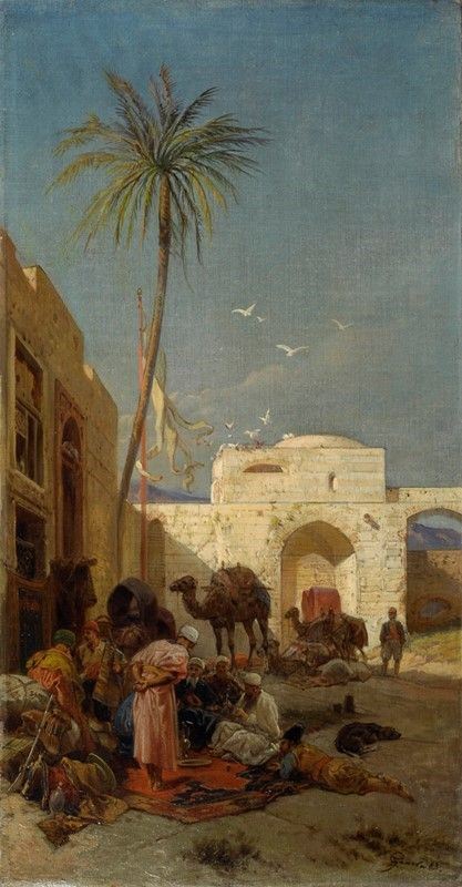Enrico Gamba : Paesaggio orientale  (1883)  - Olio su tela - Asta Arte Moderna e Contemporanea - III - Galleria Pananti Casa d'Aste