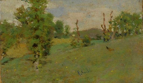 Raffaello Sorbi : Paesaggio  - Olio su tavola - Asta Arte Moderna e Contemporanea - III - Galleria Pananti Casa d'Aste