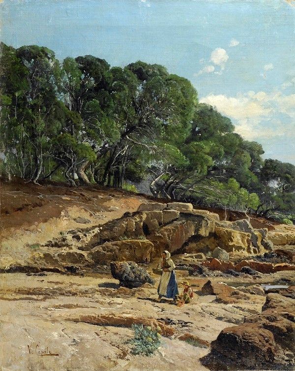Vincenzo Caprile - Paesaggio con Contadina