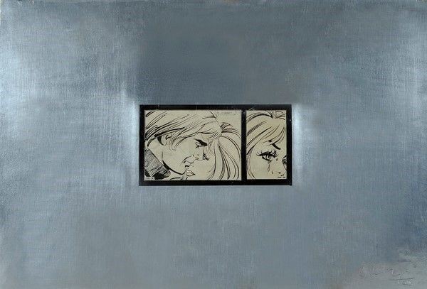 Luciano Ori : Storia  (1972)  - Collage su tavola - Asta STORART: Dipinti, oggetti, arredi dal XVII al XX sec. - II - Galleria Pananti Casa d'Aste