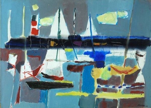 Enrico Paulucci : Rapallino  (1962)  - Tecnica mista su carta. - Auction Autori dell'800-900, Arte Moderna e Contemporanea, Grafica ed Edizioni - Galleria Pananti Casa d'Aste