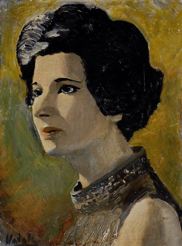 Natali : Ritratto di donna  - Olio su cartone - Asta Autori dell'800-900, Arte moderna e contemporanea - I - Galleria Pananti Casa d'Aste