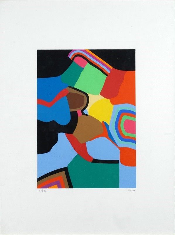 Alberto Burri : Serigrafia 5  (1973/76)  - Serigrafia a colori su carta Fabriano Rosaspina - Asta Arte Moderna e Contemporanea - III - Galleria Pananti Casa d'Aste