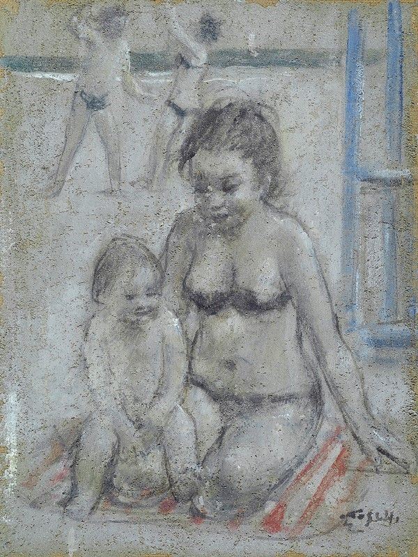 Ermanno Toschi : Maternità  - Olio su masonite - Asta Autori dell'800-900, Arte Moderna e Contemporanea, Grafica ed Edizioni - Galleria Pananti Casa d'Aste