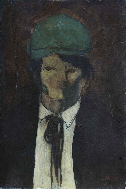 Lorenzo Viani : Anarchico  (1916-17)  - Olio su cartone - Auction Arredi, dipinti, mobili e oggetti di antiquariato - I - Galleria Pananti Casa d'Aste