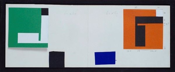 Bruno Munari : Senza titolo  - Collage su carta - Asta Arredi, dipinti, mobili e oggetti di antiquariato - I - Galleria Pananti Casa d'Aste