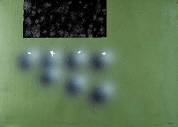 Ennio Finzi : Composizione  (1985)  - Tecnica mista su cartoncino riportato su tela - Asta Arredi, dipinti, mobili e oggetti di antiquariato - I - Galleria Pananti Casa d'Aste