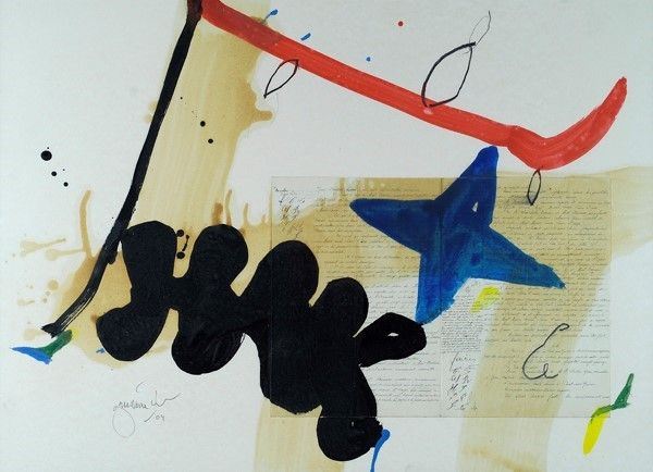 Jean Gaudaire-Thor : Senza titolo  (2004)  - Tecnica mista e collage su carta - Auction Arredi, dipinti, mobili e oggetti di antiquariato - I - Galleria Pananti Casa d'Aste