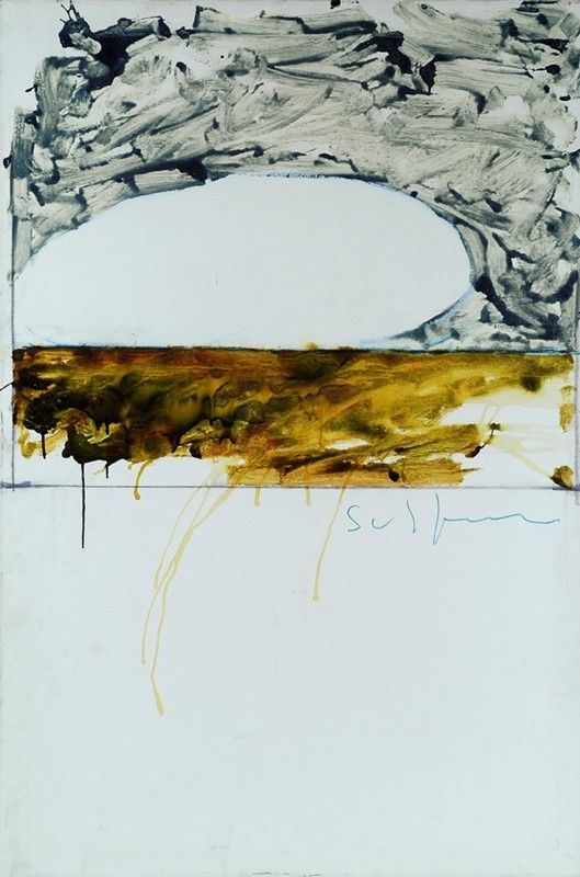 Mario Schifano : Paesaggio anemico  (1974-76)  - Smalto su tela - Asta Arredi, dipinti, mobili e oggetti di antiquariato - I - Galleria Pananti Casa d'Aste