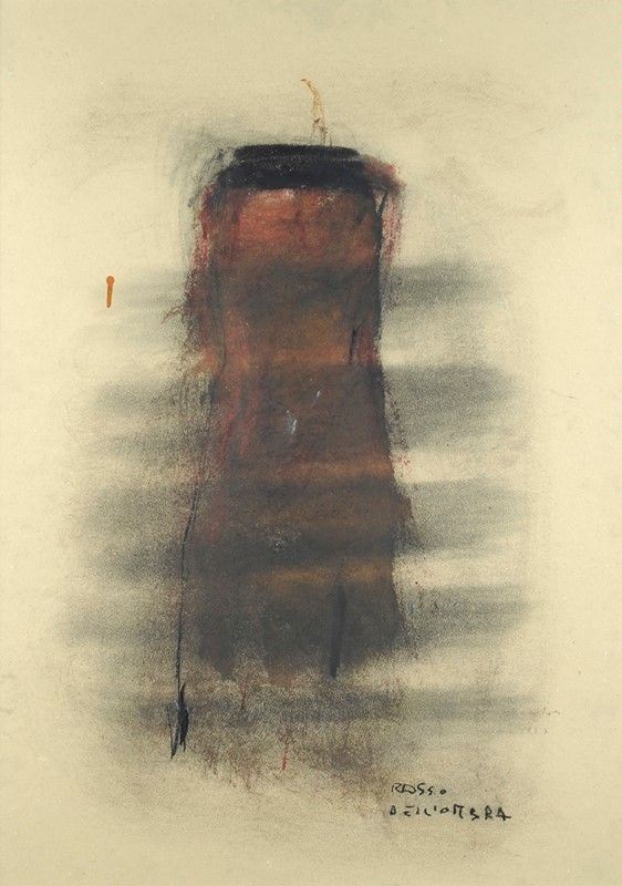 Piero Pizzi Cannella : Rosso dell'ombra  (1987)  - Tecnica mista su cartone - Asta Arredi, dipinti, mobili e oggetti di antiquariato - I - Galleria Pananti Casa d'Aste