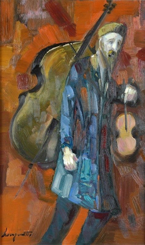Trento Longaretti - Figura con violino e violoncello