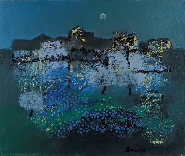 Manlio Bacosi : Notturno pigmentato  - Olio su tela - Auction Arredi, dipinti, mobili e oggetti di antiquariato - I - Galleria Pananti Casa d'Aste