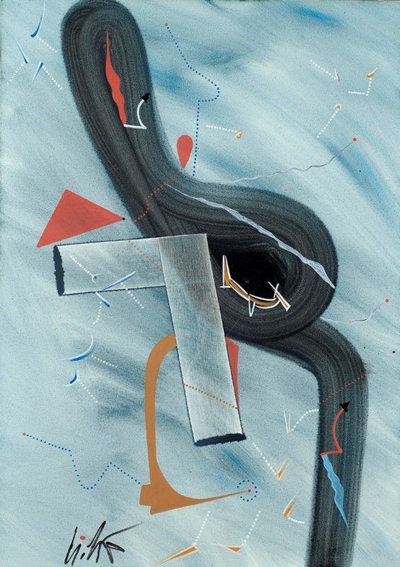 Sergio Dangelo : L'amour aux antipodes  (1994)  - Tempera e gemma su tela - Asta Arredi, dipinti, mobili e oggetti di antiquariato - I - Galleria Pananti Casa d'Aste