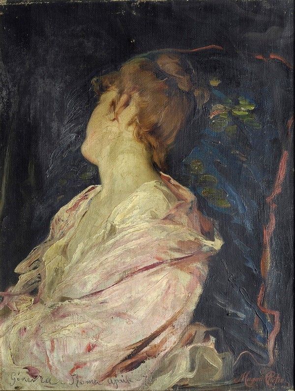 Pietro Morgari : Figura femminile  (1876)  - Olio su tela - Asta Arredi, dipinti, mobili e oggetti di antiquariato - I - Galleria Pananti Casa d'Aste