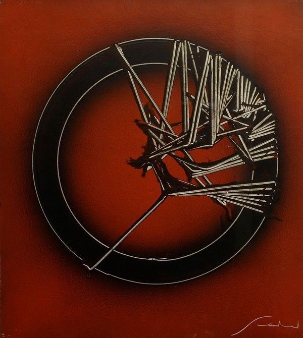 Emilio Scanavino : Acrilico 24  (1972)  - Acrilico su cartone - Asta Arredi, dipinti, mobili e oggetti di antiquariato - I - Galleria Pananti Casa d'Aste
