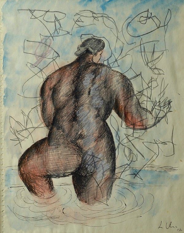 Sandro Chia : Senza titolo  (1982)  - Tecnica mista su carta - Asta Arredi, dipinti, mobili e oggetti di antiquariato - I - Galleria Pananti Casa d'Aste