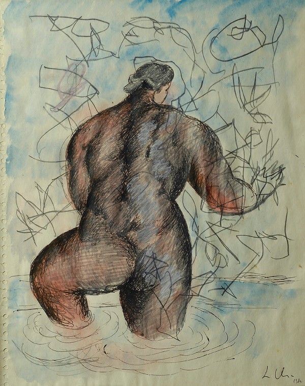 Sandro Chia : Senza titolo  (1982)  - Tecnica mista su carta - Auction Arredi, dipinti, mobili e oggetti di antiquariato - I - Galleria Pananti Casa d'Aste