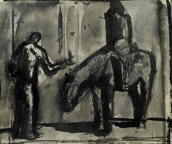Mario Sironi - Composizione con cavallo, cavaliere e figura