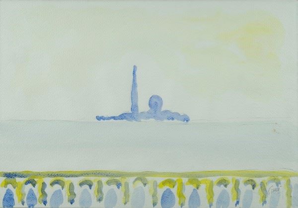 Virgilio Guidi : Isola di san Giorgio  (1979)  - Acquerello su carta - Asta Autori dell'800-900 - I - Galleria Pananti Casa d'Aste