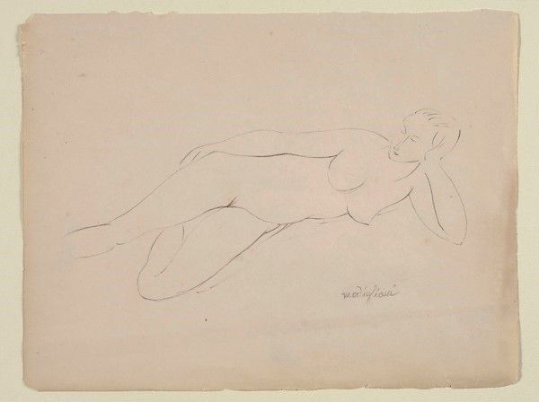 Amedeo Modigliani : Nudo disteso  ((1918))  - Matita su carta - Asta Autori dell'800-900 - I - Galleria Pananti Casa d'Aste