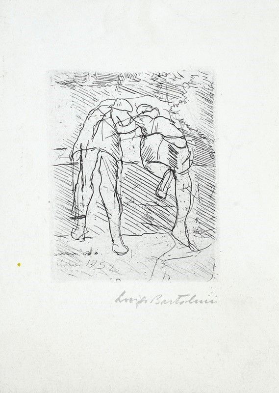 Luigi Bartolini : Figure  (1952)  - Acquaforte - Asta Autori dell'800-900 - I - Galleria Pananti Casa d'Aste