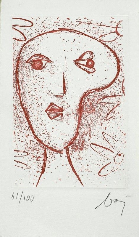 Enrico Baj : Volto  - Litografia - Asta Autori dell'800-900 - I - Galleria Pananti Casa d'Aste