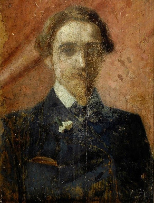 Oscar Ghiglia : Ritratto virile  - Olio su tavola - Asta Autori dell'800-900 - I - Galleria Pananti Casa d'Aste