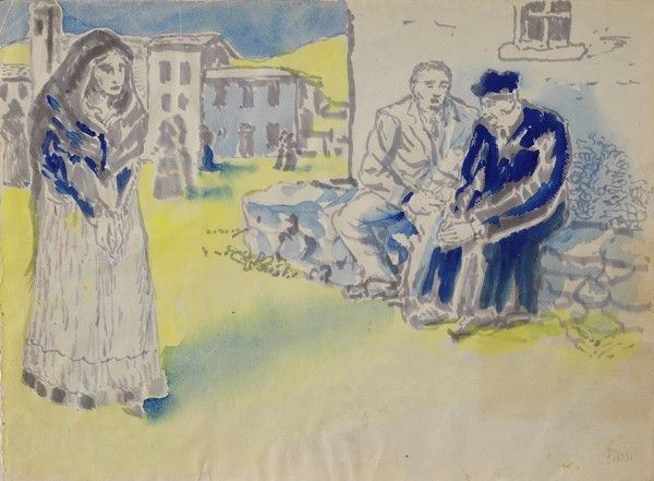 Aligi Sassu - Figure in paese