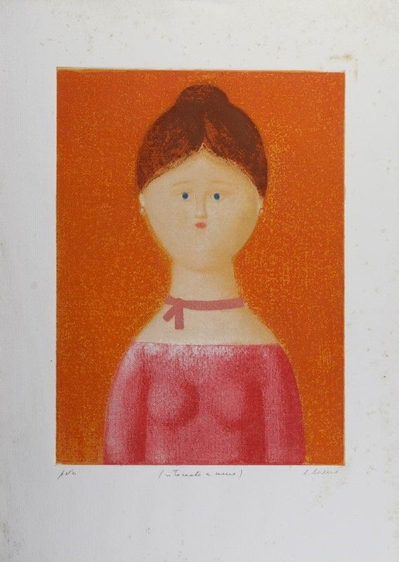 Antonio Bueno : Figura in rosso  - Litografia ritoccata a mano su carta - Asta Autori dell'800-900, Arte Moderna e Contemporanea, Grafica ed Edizioni - Galleria Pananti Casa d'Aste