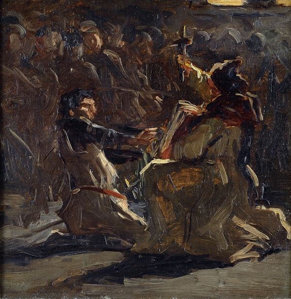 Domenico Morelli : Blessing  - Oil painting on canvas - Auction AUTHORS OF XIX AND XX CENTURY - Galleria Pananti Casa d'Aste