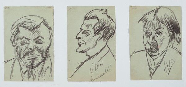 Ottone Rosai : Trittico di ritratti di amici  - Disegni su carta - Auction Arte Contemporanea, Grafica ed Edizioni - I - Galleria Pananti Casa d'Aste