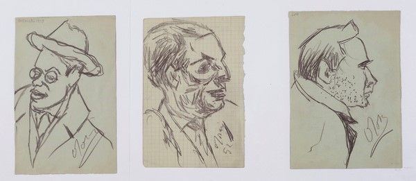 Ottone Rosai : Trittico di ritratti di amici  - Matita su carta - Auction Arte Contemporanea, Grafica ed Edizioni - I - Galleria Pananti Casa d'Aste