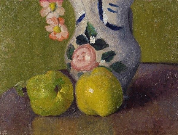 Franco Gentilini : Natura morta con mele  (1932)  - Olio su cartone - Asta Autori dell'800-900 - I - Galleria Pananti Casa d'Aste