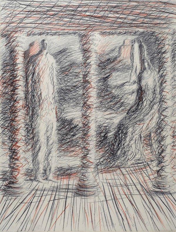 Lorenzo Bonechi : Figure nel tempio  (1985)  - Matita su carta - Auction Arte Contemporanea, Grafica ed Edizioni - I - Galleria Pananti Casa d'Aste