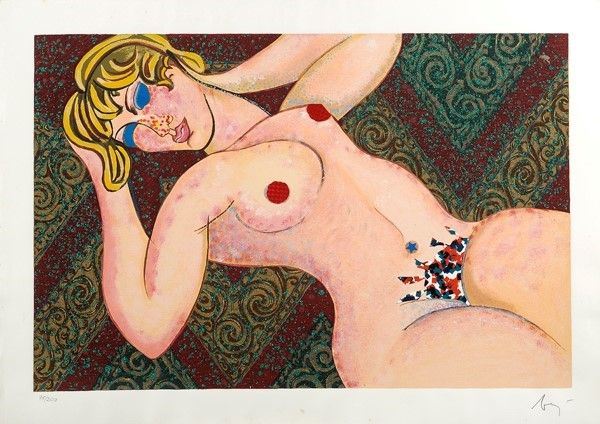 Enrico Baj : D'Apres Modigliani  - Serigrafia a colori e collages - Asta Autori dell'800-900 - I - Galleria Pananti Casa d'Aste