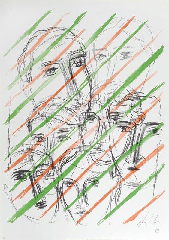 Sandro Chia : Volti  (1989)  - Litografia - Asta Autori dell'800-900 - I - Galleria Pananti Casa d'Aste