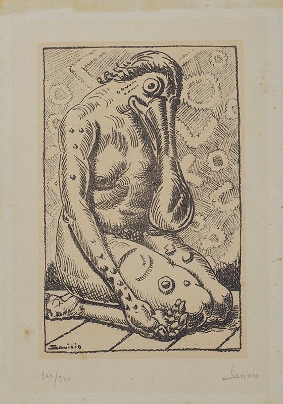 Alberto Savinio : Psiche  - Litografia - Asta Autori dell'800-900 - I - Galleria Pananti Casa d'Aste
