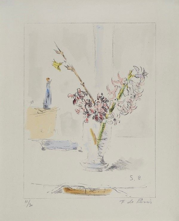 Filippo de Pisis : Vaso con fiori  - Litografia - Asta Autori dell'800-900 - I - Galleria Pananti Casa d'Aste