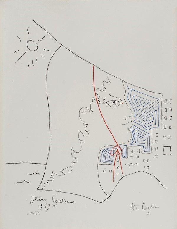 Jean Cocteau : Fille de Pecdeur  (1957)  - Litografia - Asta Autori dell'800-900 - I - Galleria Pananti Casa d'Aste